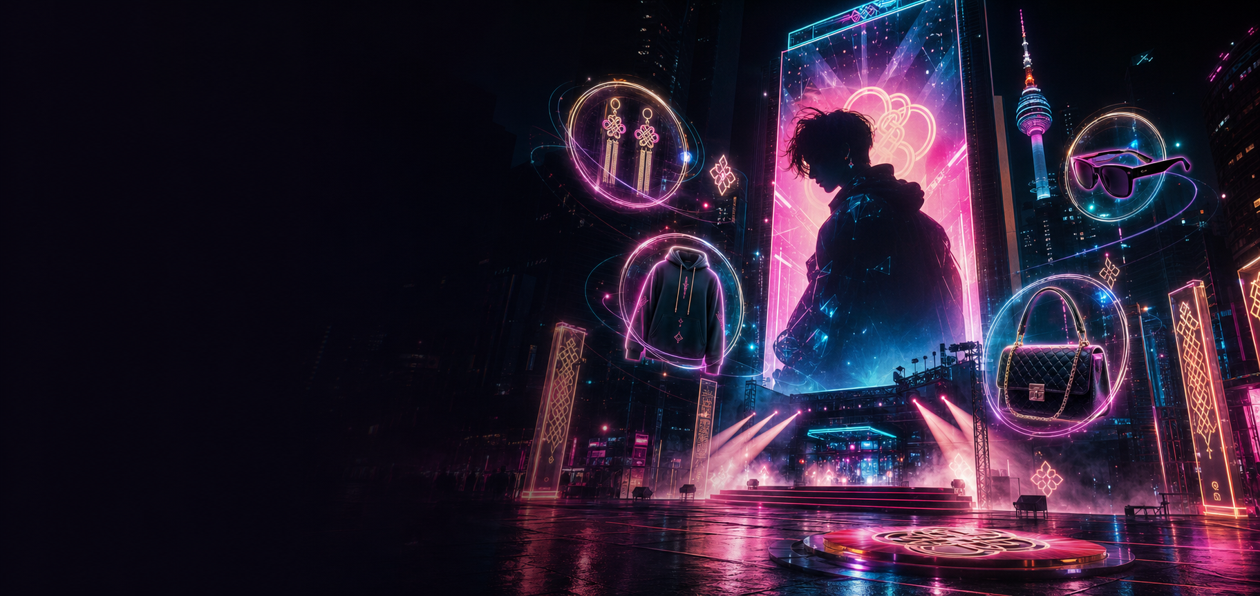 Neon Seoul K-content item hunting scene